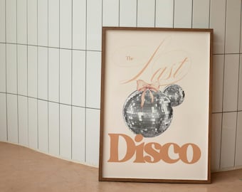 Last Disco Bachelorette Welcome Sign, Peach Chrome Decor (Canva Template)