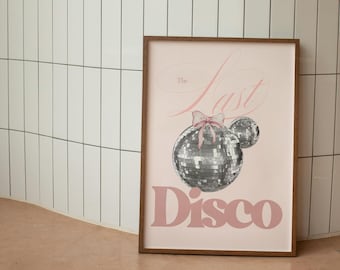 Last Disco Hens Party Welcome Sign, Pink Chrome Decor (Editable Canva Template)