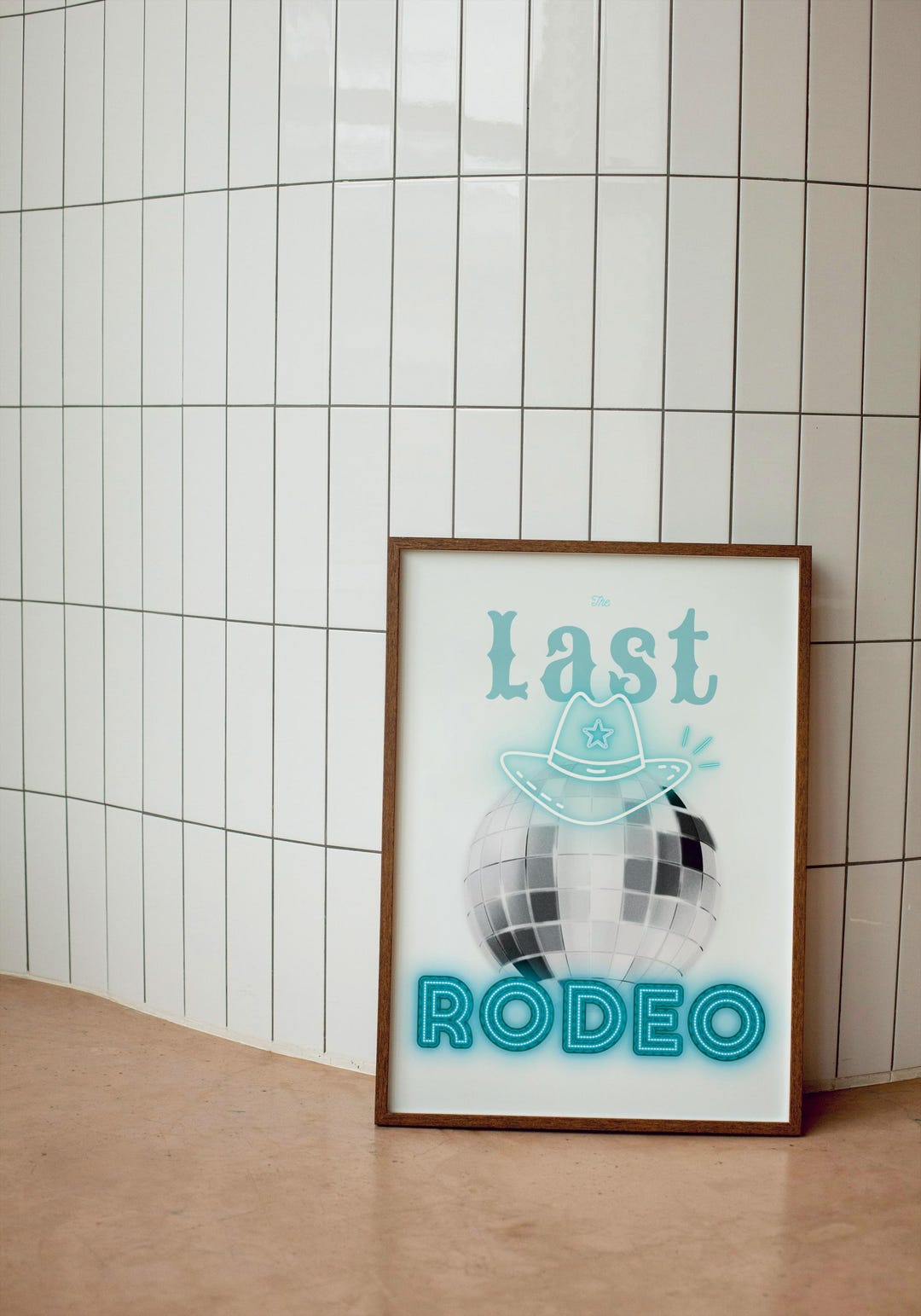 Last Rodeo Hens Party Welcome Sign, Neon Teal Bachelorette Decor ...