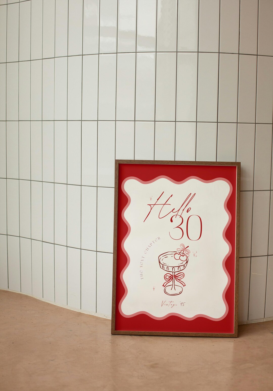 Hello 30 Birthday Sign, Editable Red Decor (canva Template) - Etsy