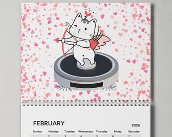 Calendario artístico de aspiradora robot 2026, decoración para el hogar y la oficina