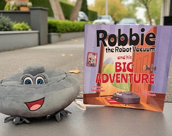 Robbie the Robot Vacuum Paperback Book & Plush Toy, Children’s Robot Vacuum Storybook and Stuffed Animal, Cute Robot Vacuum Gift for Kids