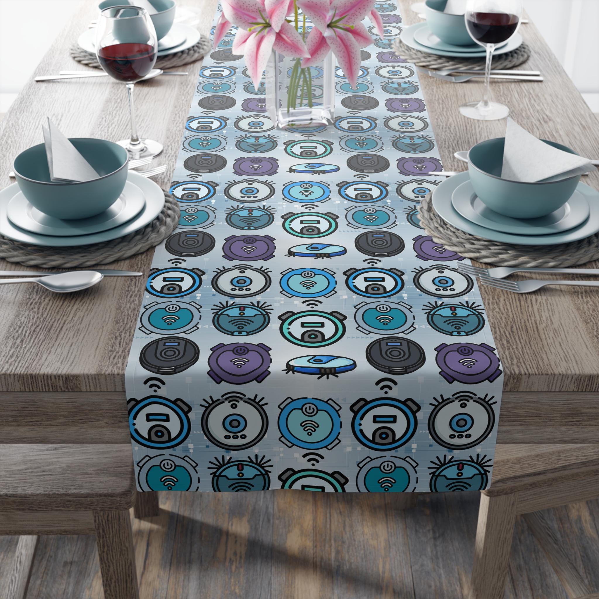 Robot Vacuum Table Runner, Robot Vacuum Party Decorations, Robot Vacuum Decor, Decorations for Robot Vacuum Themed Party