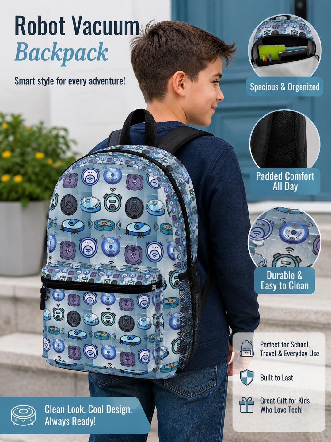 Robot Vacuum Backpack: Fun School Bag for Kids - Etsy