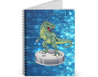 Dinosaur Riding Robot Vacuum Spiral Notebook: Fun Student Stationery