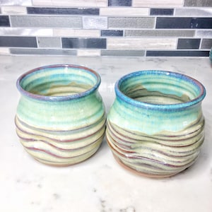 Handmade Ceramic Wine Cup: Bamboo Tan Glaze, Thumb Grip