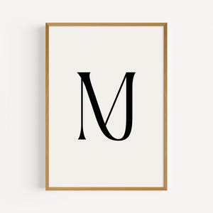 Impresión inicial M personalizada moderna / Arte de pared con letras personalizadas / Póster con monograma elegante / Regalo para pareja / Póster con letra M personalizado