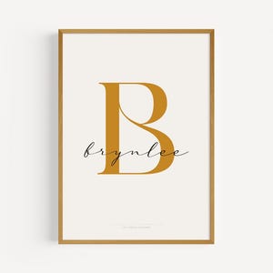 Póster de arte con nombre de niña / Impresión inicial para guardería / Arte de pared para habitación de bebé / Impresión de arte con nombre de niño / Impresión de letras personalizadas / Impresión de letrero con nombre B imprimible