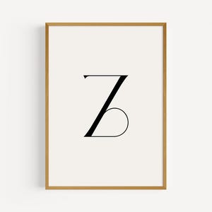 Impresión de monograma "Z" personalizada / Arte de pared con inicial personalizado / Decoración elegante con letras / Regalo perfecto para el hogar / Impresión de letras personalizada