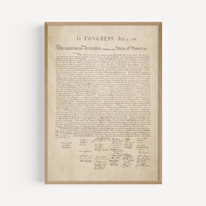 The Declaration of Independence | Historical Wall Art Print | Framed American History Poster | U.S. Founding Documents | 4th of July Gift