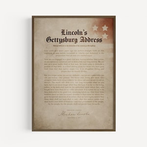 Przemówienie Lincolna w Gettysburgu – plakat w limitowanej edycji, plakat w ramie, wydruk na płótnie i wydruk na płótnie w ramie | Sztuka ścienna z historią Ameryki