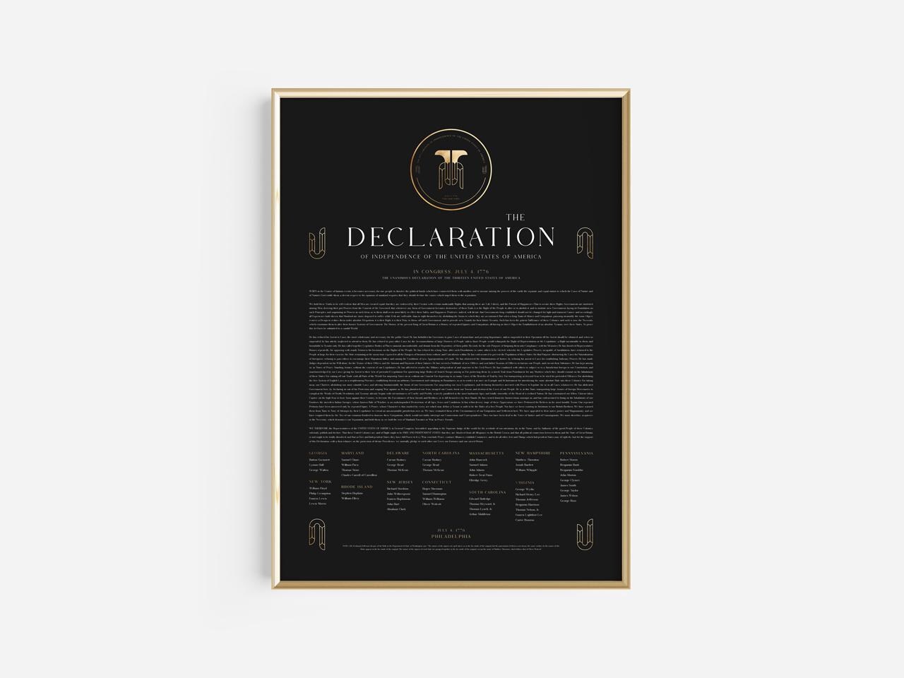 The Declaration of Independence | U.S. Patriotic Wall Art | Poster, Framed Poster and Canvas Print | U.S. Founding Documents | US History