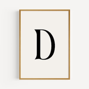 Impresión inicial D personalizada / Arte de pared con letras personalizadas / Decoración minimalista para el hogar o la oficina / Póster con monograma / Impresión de letras personalizable