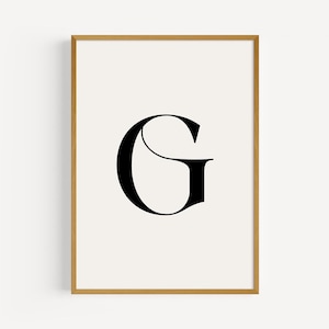 Impresión personalizada de la letra G / Arte de pared con inicial personalizada para guardería / Regalo para novia / Regalo para novio / Póster con letra personalizada / Arte con letra G