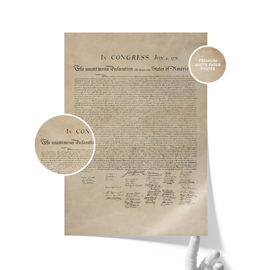 The Declaration of Independence US Patriotic Wall Art Decor Premium ...