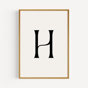 Impresión inicial H personalizada / Arte de pared personalizado para el hogar y la oficina / Diseño de monograma minimalista / Regalo para pareja / Póster con letras personalizado