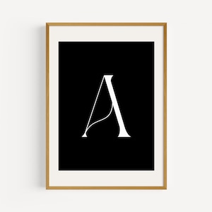 Póster personalizable con la letra inicial A / Impresión minimalista con la letra A del alfabeto / Arte de pared minimalista con la letra A / Arte inicial personalizado / Regalo para parejas