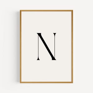 Arte del alfabeto minimalista personalizado / Póster inicial personalizado "N" / Arte de pared moderno para el hogar y regalos / Arte inicial personalizado / Regalo para parejas