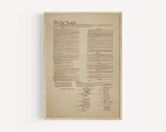 The Constitution of the United States | U.S. Patriotic Wall Art | Canvas, Framed Poster & Poster | U.S. Founding Documents | U.S. History