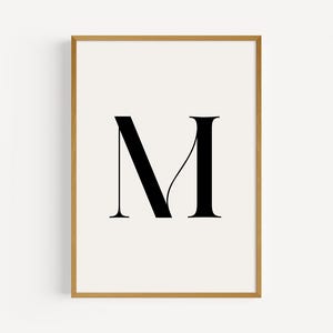 Arte de pared con inicial personalizado / Impresión de monograma personalizable / Impresión minimalista con letra M para decoración del hogar / Impresión de inicial M personalizada, regalo único