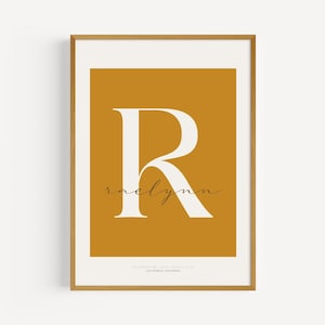 Impresión inicial personalizada / Póster personalizado con la letra R para habitación de niños / Decoración de pared para habitación de bebé / Póster con nombre personalizado / Regalo perfecto para nuevos padres
