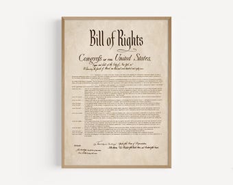 The Bill of Rights | Framed Founding Document Print | Historical American Wall Art Gift | Vintage U.S. Patriotic Decor | 4th of July Decor