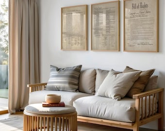 U.S. Founding Documents 3-Piece Set | Declaration of Independence, U.S. Constitution, Bill of Rights | Framed Historical American Wall Art