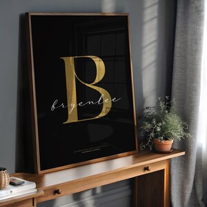 Impresión artística con nombre de niña / Impresión de nombre personalizada / Impresión personalizada con letras doradas / Decoración del hogar / Impresión personalizada con letras doradas / Impresión de letras personalizadas