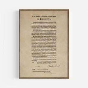 Proclamación de la Emancipación: documento histórico de Abraham Lincoln / Historia de Estados Unidos / Lienzo, póster, póster enmarcado y lámina de bellas artes de primera calidad