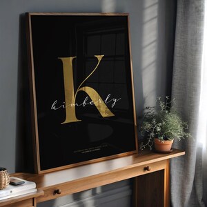 Póster de letras personalizado para habitación de niños, nombre personalizado, impresión de letras doradas personalizadas, decoración de habitación de bebé, regalo para bebé recién nacido, arte de pared para guardería
