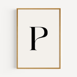 Impresión personalizada de la letra inicial P / Arte de pared con letras personalizadas / Póster minimalista con el nombre P / Regalo para novia / Regalo perfecto para él o ella
