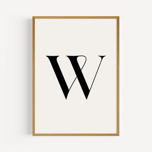 Póster personalizado con la letra inicial W / Impresión artística con nombre personalizado / Arte de pared minimalista con la letra W para decoración del hogar o la oficina / Letra inicial personalizada