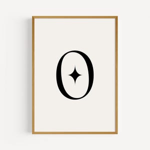 Arte de pared personalizado con la inicial O moderna / Decoración con monograma personalizado / Diseño de monograma minimalista / Regalo para pareja / Póster con la letra O personalizado