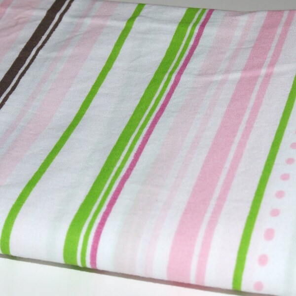Strawberry Cheesecake Stripe - 1 yard vintage sheet fabric