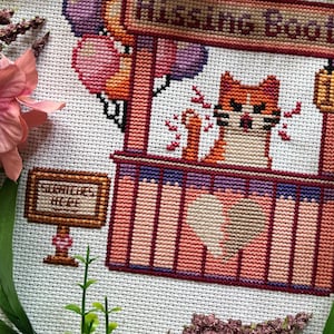 Hissing Booth Cross Stitch Pattern PDF - Kissing Booth, Hissing Cat Cross Stitch Digital PDF - Fun & Cute Pattern - PatternKeeper Compatible