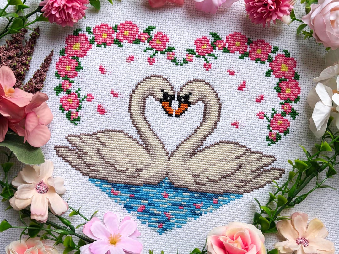 Swan Love Cross Stitch Pattern PDF - Romantic Swans Digital PDF Pattern ...