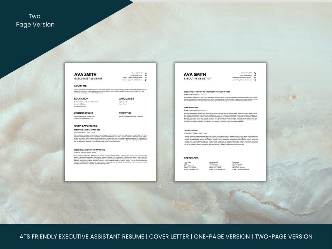 ATS Friendly Executive Assistant Resume Template| Modern | Minimalist ...