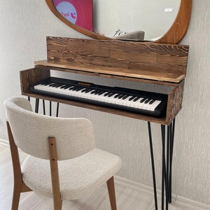 MCM-pianotoetsenbordtafel, houten haltafel, pianostandaard voor kinderen