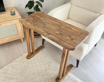 Handmade Rustic Pine Wood C Table, Modern Coffee Table
