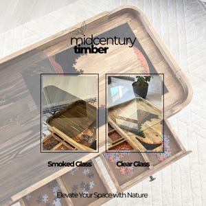 Rustic Puzzle Coffee Table With Removable Clear or Smoked Glass ...
