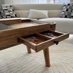 Rustic Puzzle Coffee Table With Removable Clear or Smoked Glass ...