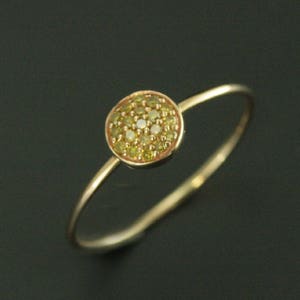 Yellow Diamond Ring Dot Ring 14K Gold Here Comes the Sun Ring Diamond Cluster Ring Circle Ring Diamond Stacking Ring Gift for Her image 1