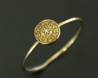 Gelber Diamant Ring Dot Ring 14K Gold Here Comes the Sun Ring Diamant Cluster Ring Kreis Ring Diamant Stapelring Geschenk für Sie