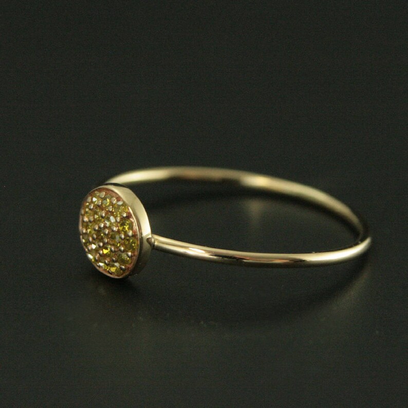 Yellow Diamond Ring Dot Ring 14K Gold Here Comes the Sun Ring Diamond Cluster Ring Circle Ring Diamond Stacking Ring Gift for Her image 5