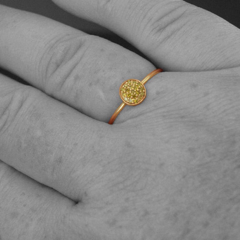 Yellow Diamond Ring Dot Ring 14K Gold Here Comes the Sun Ring Diamond Cluster Ring Circle Ring Diamond Stacking Ring Gift for Her image 4