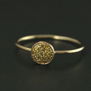 Yellow Diamond Ring Dot Ring 14K Gold Here Comes the Sun Ring Diamond Cluster Ring Circle Ring Diamond Stacking Ring Gift for Her image 2