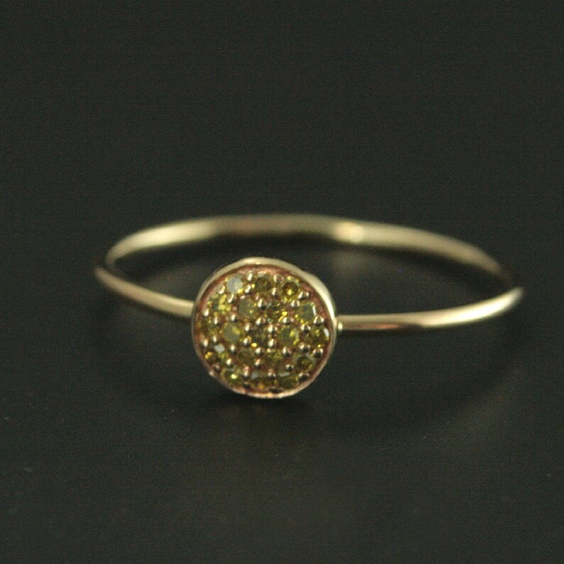 Yellow Diamond Ring Dot Ring 14K Gold Here Comes the Sun Ring Diamond Cluster Ring Circle Ring Diamond Stacking Ring Gift for Her image 2