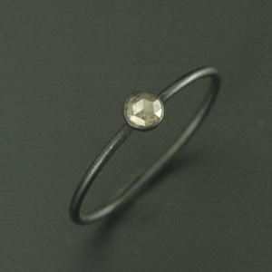 Gray Diamond Ring Rose Cut Diamond Ring Basic Black Bezel Ring Oxidized Silver Ring Stackable Ring Diamond Stacking Ring Petite Diamond Ring image 1