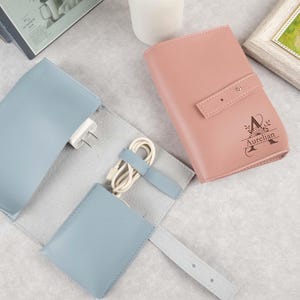Personalized Leather Cable Organizer, Cable Organizer Travel, Cable Bag Storage, Tech Pouch, Travel Accessory, Cord Organizer