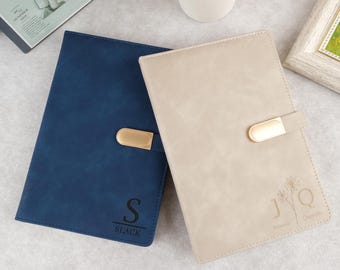 Personalised Notebook, Personalize Journal, Custom Initials Gift, Engraved Diary, Birthday Gift, Office Gift Staff, Christmas Gifts For Her